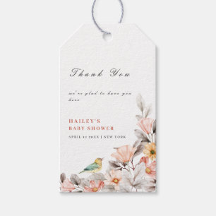 Elegant Boho Rustic Wildblume Baby Shower Geschenkanhänger