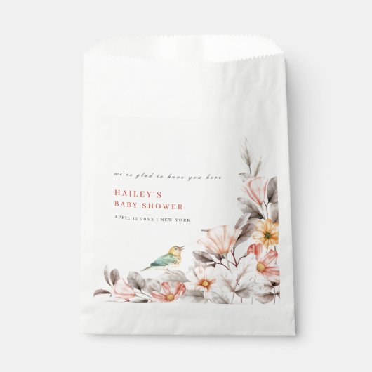 Elegant Boho Rustic Wildblume Baby Shower Geschenktütchen (Vorderseite)