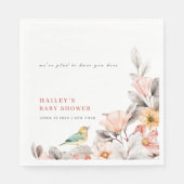 Elegant Boho Rustic Wildblume Baby Shower Serviette (Vorderseite)