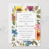 Elegant Boho Rustic Wildblume Summer Wedding Einladung (Vorderseite)