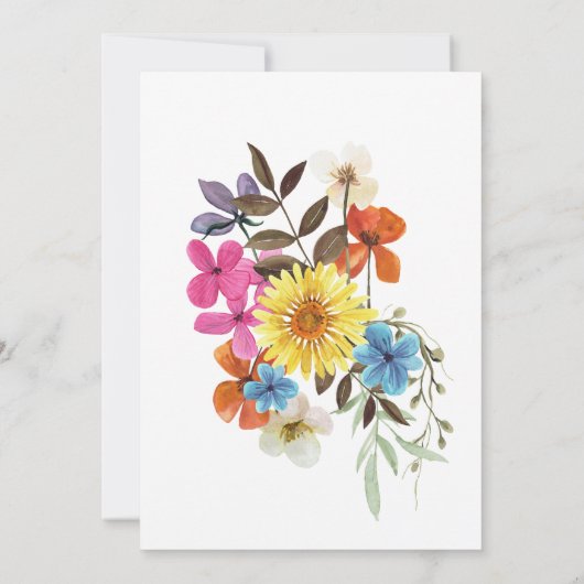 Elegant Boho Rustic Wildblume Summer Wedding Einladung (Rückseite)