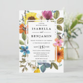 Elegant Boho Rustic Wildblume Summer Wedding Einladung (Stehend Vorderseite)