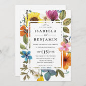 Elegant Boho Rustic Wildblume Summer Wedding Einladung (Vorne/Hinten)