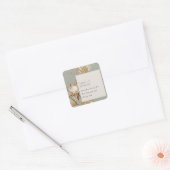 Elegant Boho Saga Green Protea getrocknet Palm Flo Quadratischer Aufkleber (Umschlag)