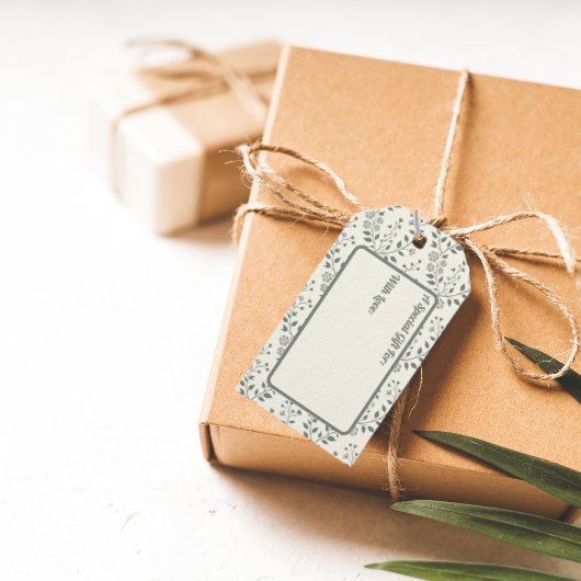 Elegant Boho Sage Cream Floral Pattern Geschenkanhänger