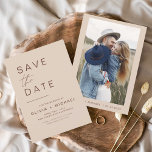 Elegant Boho Save the Date Foto Minimalistisch<br><div class="desc">Hochzeit Boho Terracotta Speichern Sie die Date Cards,  die ein Foto auf der Vorderseite haben. Die Save the Date-Karten enthalten eine moderne,  handgeschriebene,  kursive Schriftzeichen-Typografie,  die elegant,  einfach und modern nach einem einfachen Hochzeitstag-Fest zu verwenden sind.</div>