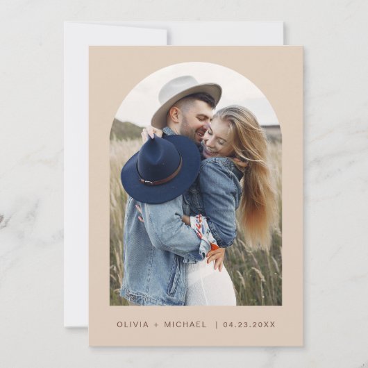Elegant Boho Save the Date Foto Minimalistisch (Vorderseite)