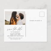 Elegant Boho Save the Date Foto Minimalistisch Ankündigungspostkarte (Rückseite)