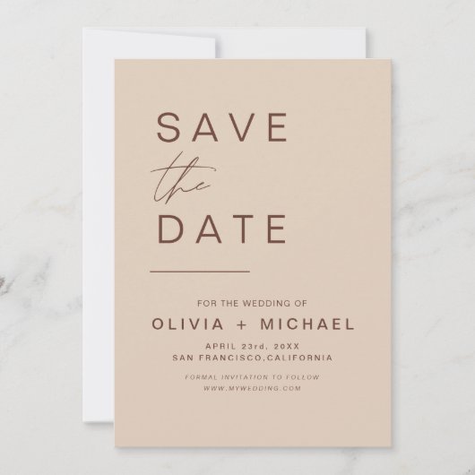 Elegant Boho Save the Date Minimalistisch Script (Vorderseite)