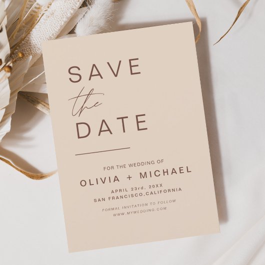 Elegant Boho Save the Date Minimalistisch Script