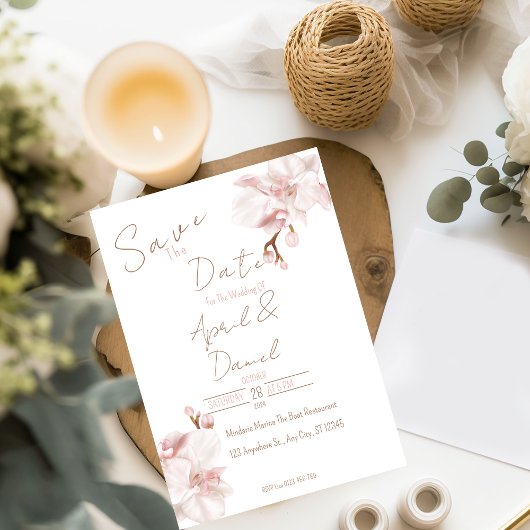 Elegant Boho Save the Date Soft Pink Orchid