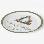 Elegant Boho Scandinavian Pine Wreath Holiday  Pappteller (Schrägansicht)