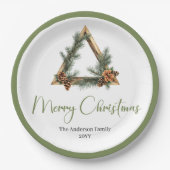 Elegant Boho Scandinavian Pine Wreath Holiday  Pappteller (Vorderseite)