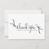 Elegant Boho Script Black & White Wedding Dankeskarte (Vorderseite)