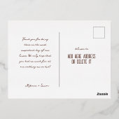 Elegant Boho Script Foto Wedding Vielen Dank Folie Einladungspostkarte (Rückseite)