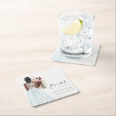 Elegant Boho Sky Blue Wedding Gown Brautparty Rechteckiger Pappuntersetzer (Vor Ort)