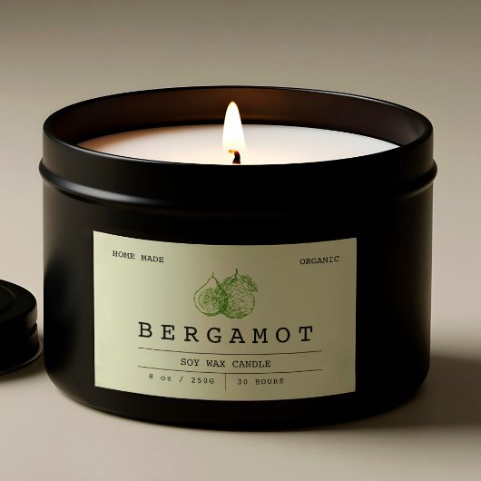 Elegant Boho Soft Green Bergamot Candle Labels Rechteckiger Aufkleber