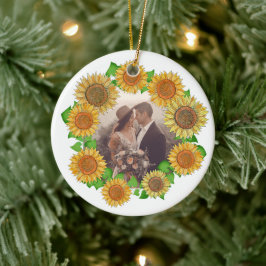 Elegant Boho Sonnenblume Rustikale Personalisierte Keramik Ornament