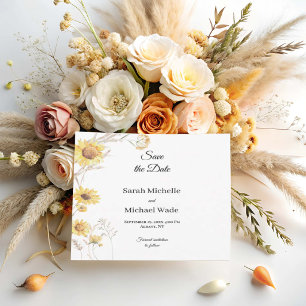 Elegant Boho Sonnenblumen Save the Date laden ein