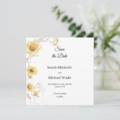 Elegant Boho Sonnenblumen Save the Date laden ein (Stehend Vorderseite)