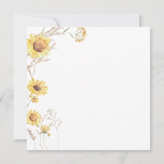 Elegant Boho Sonnenblumen Save the Date laden ein (Rückseite)