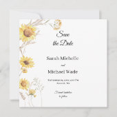 Elegant Boho Sonnenblumen Save the Date laden ein (Vorderseite)
