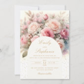 Elegant Boho Spring Blush Floral Wedding Einladung (Vorderseite)