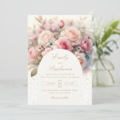 Elegant Boho Spring Blush Floral Wedding Einladung (Stehend Vorderseite)