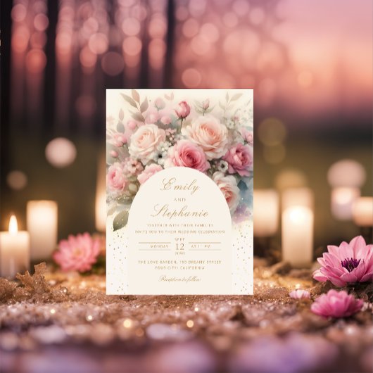 Elegant Boho Spring Blush Floral Wedding Einladung