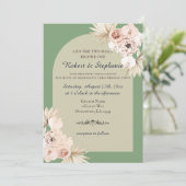 Elegant Boho Spring Peony Christlich Wedding Einladung (Stehend Vorderseite)