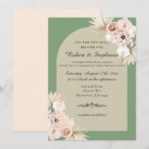 Elegant Boho Spring Peony Christlich Wedding Einladung