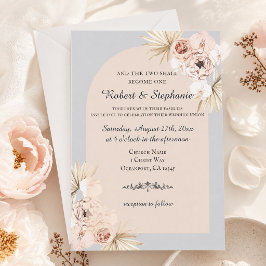 Elegant Boho Spring Peony Christlich Wedding Einladung
