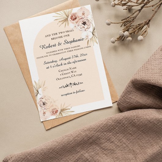 Elegant Boho Spring Peony Christlich Wedding Einladung