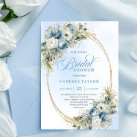 Elegant Boho Staubblau Blumen Gold Brautparty
