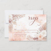 Elegant Boho Style Pink Rose Floral QR-Code RSVP Karte (Vorderseite)