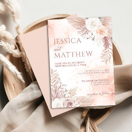 Elegant Boho Style Rosa Rose Einladung