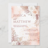 Elegant Boho Style Rosa Rose Einladung (Vorderseite)