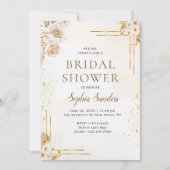 Elegant Boho Style with Beige & Yellow Flowers Einladung (Vorderseite)