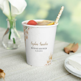 Elegant Boho Style with Beige & Yellow Flowers Pappbecher