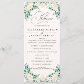 Elegant Boho Summer Elfenbeinblüte Hochzeit Programm (Vorderseite)