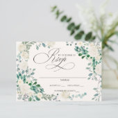 Elegant Boho Summer Elfenbeinblüte Hochzeit RSVP Karte (Stehend Vorderseite)