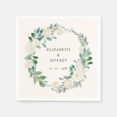 Elegant Boho Summer Elfenbeinblüte Hochzeit Serviette (Vorderseite)