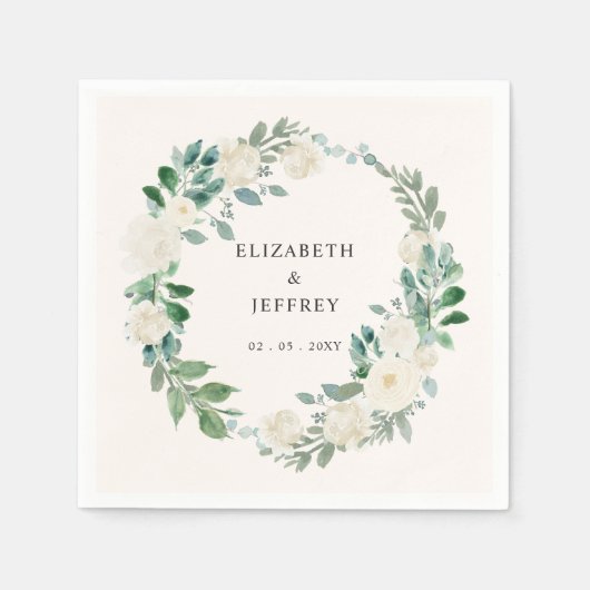 Elegant Boho Summer Elfenbeinblüte Hochzeit Serviette (Vorderseite)