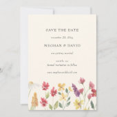Elegant Boho Summer Wildblume Save the Date Ankündigung (Vorderseite)