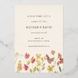 Elegant Boho Summer Wildblume Save the Date Folieneinladung