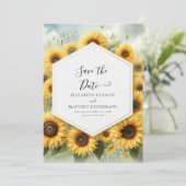 Elegant Boho Sunflower Wedding Save The Date (Stehend Vorderseite)