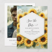 Elegant Boho Sunflower Wedding Save The Date (Vorne/Hinten)