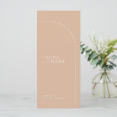 Elegant Boho Tan Minimal Wedding Ceremony Programm (Stehend Vorderseite)