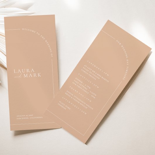 Elegant Boho Tan Minimal Wedding Ceremony Programm