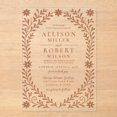 Elegant Boho Terracotta Floral Wedding Acryleinladungen (Vorderseite)